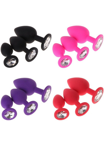 Силиконовая анальная пробка с кристаллом (Размер L, красная) We Love (284278210)