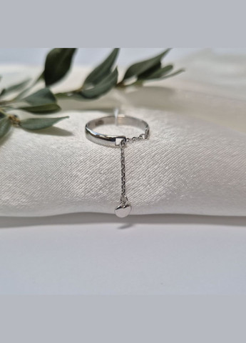 Серебряное кольцо с Цепочкой и Сердечком размер серебро 925 пробы Родированное 81767 1.36г No Brand (335249223)