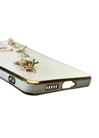 Чохол для телефона POCO X6 жіночій із ремінцем з прикрасами та золотою окантовкою на сяомі поко х6 білий gs1 Xiaomi (366230501)