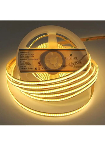 Світлодіодна стрічка 2700K 10 Вт/м COB 320 діодів IP33 24 Вольта 900 Lm тепле світло Led-Stil (371777565)