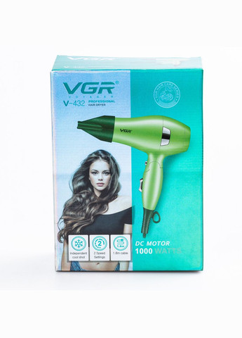 Фен для волосся HPV432 з концентратором 1000 Вт Зелений VGR (306849767)