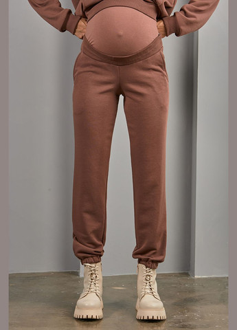 Спортивные штаны - джогеры для беременных кофейного цвета тринитка Юла мама (302648587)