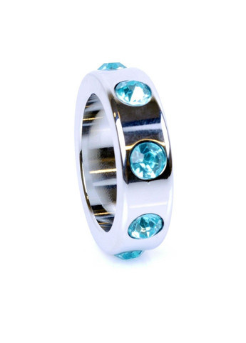 Эрекционное кольцо Metal Cock Ring with Light Blue Diamonds Medium Boss Series (292011886)