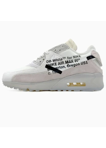 Белые демисезонные кроссовки мужские nike off-white x air max 90 gpx white найк офф вайт No Brand