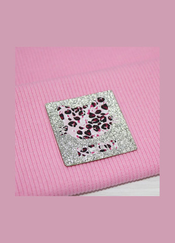 Нашивка из глитера "Леопардовая розовая киса" серебряного цвета (7921) No Brand (335812582)