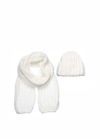 Набор шапка по голове + шарф женский шерсть белый GWINNETT LuckyLOOK 032-453 (290278399)