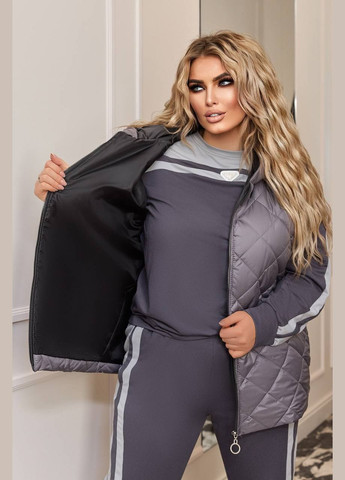 Жіночий костюм трійка з жилеткою колір графіт-сірий р.50/52 450903 New Trend (282930713)