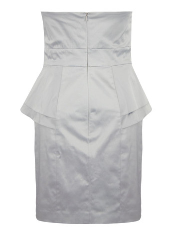 Серебряное праздничный, коктейльное, вечернее женское серебряное мини платье с открытой спиной, с открытыми плечами, бандо, футляр Vera Mont однотонное