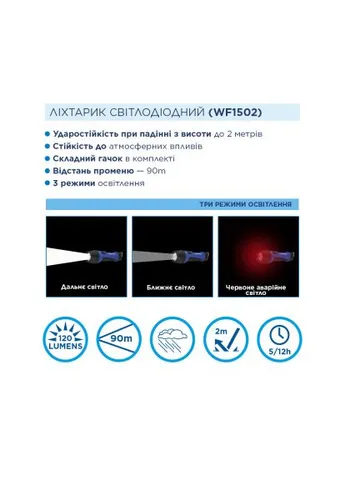 Оригинал! Фонарь (WF1502-4LR03TB) Westinghouse 3W LED WF1502 + 4 x AAA LR03 (399788838)