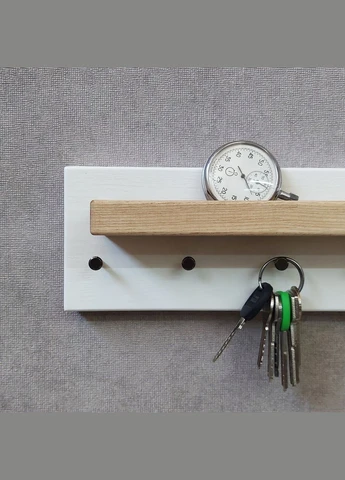 Ключниця дерев'яна з полицею. 30х10 см Wood One (388843323)