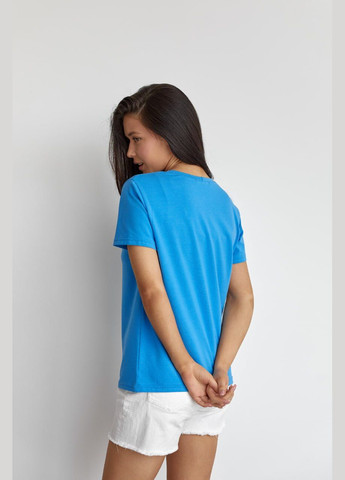 Блакитна женская базовая футболка цвет голубой р.2xl 449911 New Trend