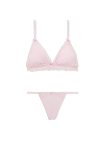 Пудровый демисезонный комплект белья (бралет+трусы) pink limited-edition pink wink m Victoria's Secret