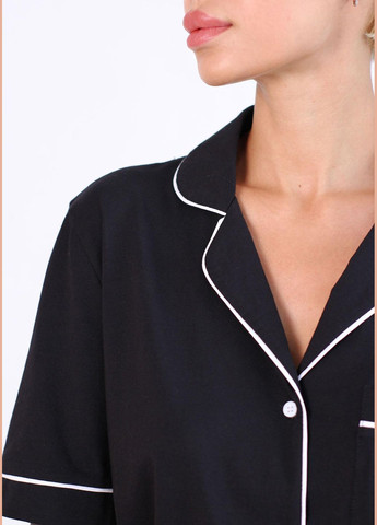 Чорна всесезон піжама жіноча сорочка + шорти Roksana