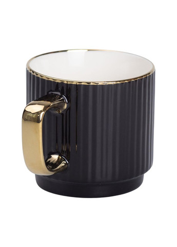 Чашка фарфоровая с золотым ободком и золотой ручкой 300 (мл) Черная RX-N231129B Liling Rongxiang Ceramic (370974310)