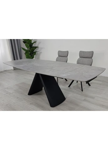 Обеденный раскладной стол GREYSON CERAMIC 160(240)*90 серый мат/черный Intarsio (374977029)