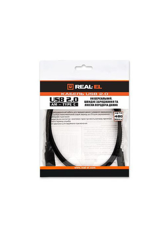 Кабель USB - USB Type-C V 2.0 (M/M), 1 м, (EL123500016) Real-El (336957074)