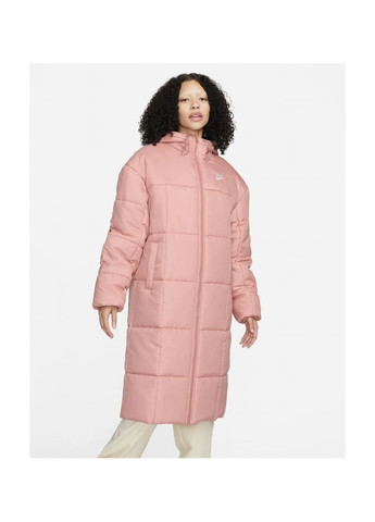 Рожева парка жіноча sportswear classic puffer therma-fit loose hooded parka pink Nike