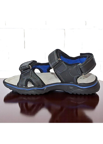 Черные спортивные, повседневные открытыте кожаные босоножки спортивные сандалии на липучках для мальчика Clibee на липучке