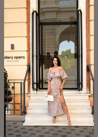 Бежева літня сукня з відкритими плечима Anastasimo