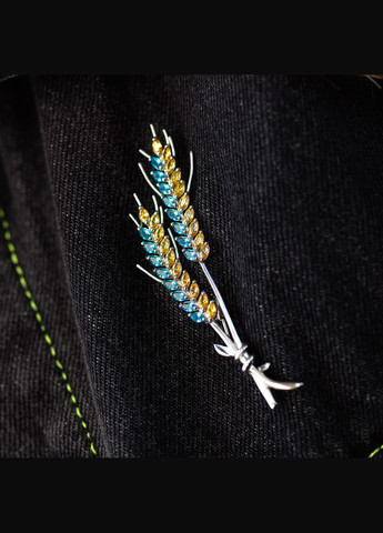 Срібна брошка Колоски пшениці з фіанітами 1211 Oniks (268662469)