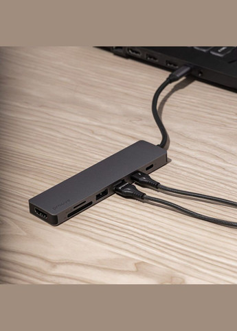 Type-C-Хаб Iron Link 6 in 1 (2*USB3.0 + SD/TF + RJ45 + HDMI) silver Proove (329996847)