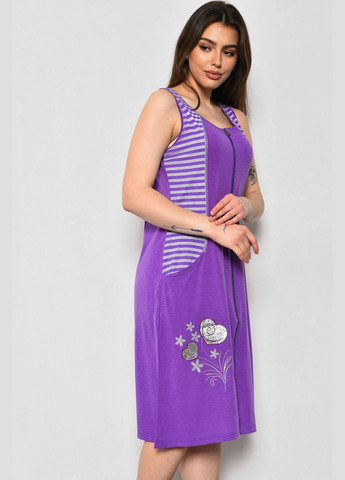 Халат женский полубатальный летний фиолетового цвета Let's Shop (280777129)