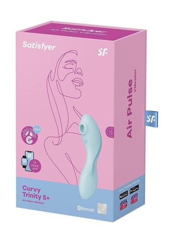 Вакуумный смарт стимулятор с вибрацией Curvy Trinity 5 Blue управление со смартфона Satisfyer (298349691)