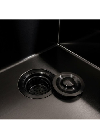 Кухонна мийка 45*45 Handmade PVD чорна (сифон крулий 3,0/0,8) Valeso (336932304)