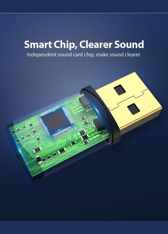 Зовнішня звукова карта USB 2 в 1 CDLH0, стереофонічна 2.1, з підтримкою OMTP & CTIA Vention (300523970)