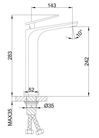 Змішувач для умивальника F1057-2 високий Frap (373267050)