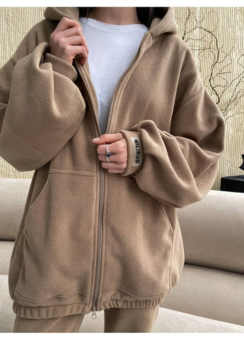 Женский флисовый базовый костюм ZIP молния бежевого цвета milirud (366292007)