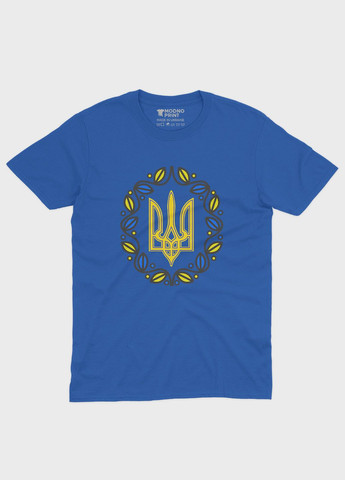 Синя демісезонна футболка для хлопчика з патріотичним принтом гербтризуб (ts001-2-brr-005-1-052-b) Modno