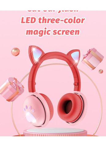 Беспроводные детские наушники с ушками и LED подсветкой BK9 (Красный) Atd (349824250)