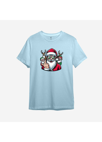 Голубая новогодняя футболка с принтом "подарки - за кеш!" (10811138293) с коротким рукавом ТiШОТКА