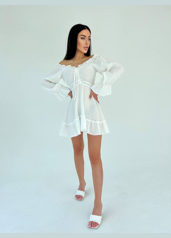 Молочна легка сукня🔝🥰 Luna з квітковим принтом