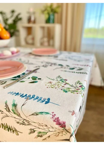 Скатерть водоотталкивающая MANTEL470 134x180 см 75% хлопок, 25% полиэстер Цветочный No Brand (402841498)