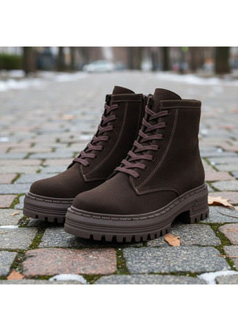 Зимние женские зимние ботинки из натуральной замши на меху, коричневые. Paradize из натуральной замши