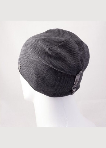 Шапка трикотажная темно-серая с ремешком (SC42262) No Brand (297982887)