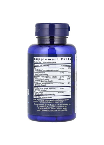 Only Trace Minerals, мікроелементи, 90 капсул Life Extension (364237990)