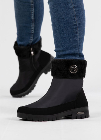 Дутики жіночі з каблуком на хутрі чорні (3404) Progress (312345161)