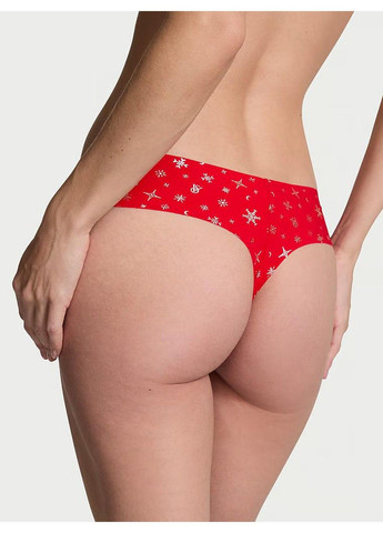 Трусики-стринги женские бесшовные No-Show Thong Panty красные L Victoria's Secret (316659210)