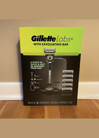 Подарочный набор для бритья Labs (бритва с подставкой и дорожным футляром и 6 картриджей) Gillette (278773603)