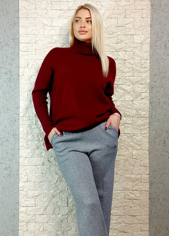 Бордовий зимовий светр CZ Maglificio з віскозного кашеміру оверсайз