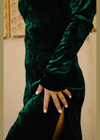 Зелена повсякденний, святковий, вечірня masoli велюрова сукня міді футляр No Brand однотонна