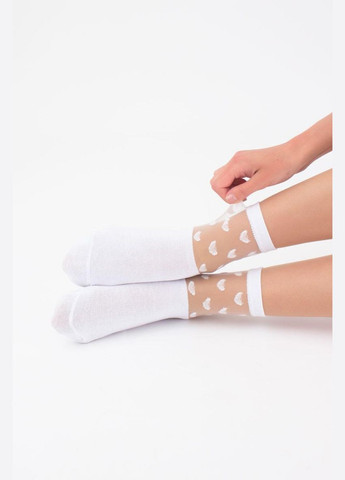 Белые женские хлопковые носки Giulia сердечки (335265494)