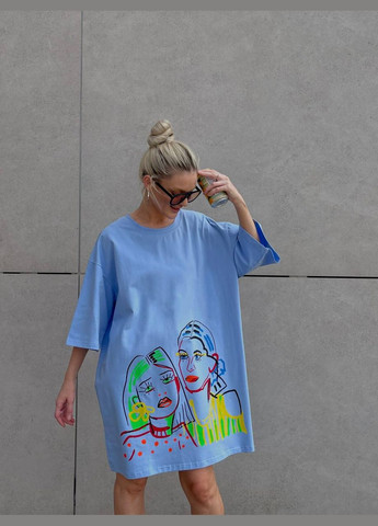 Блакитна літня жіноча футболка/сукня кулір No Brand 389