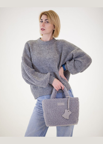 Женская меховая сумка-шопер на весну Rami mod 2 искусственный мех и экокожа серого цвета JUGO rami 2 (288577278)