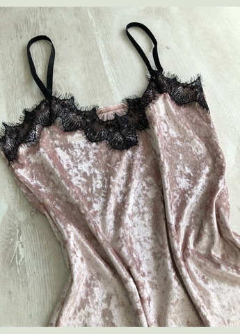 Комбінована жіночий велюровий халат та пеньюар двійка пудра Modashoping