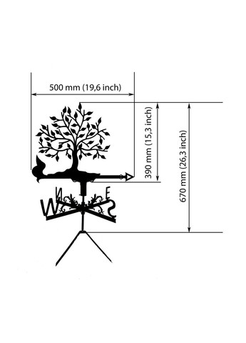 Флюгер Дерево из металла 2 мм, флюгер на крышу No Brand (368896675)