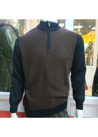 Коричневый демисезонный свитер мужской джемпер с молнией под горло No Brand